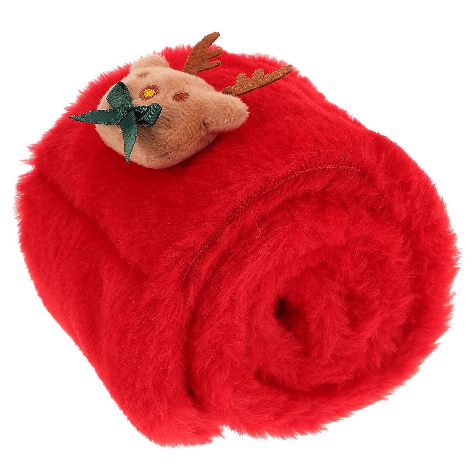 Christmas Plush Scarf Children Scarf Cross Tie Function Red