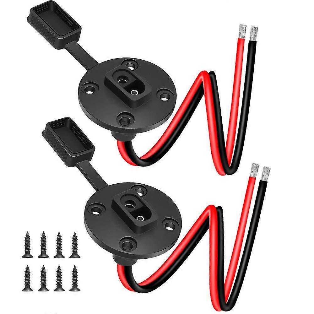 SAE Panel Mount Connector with Weatherproof Socket, 12 AWG Short Power Cable for Solar Generator