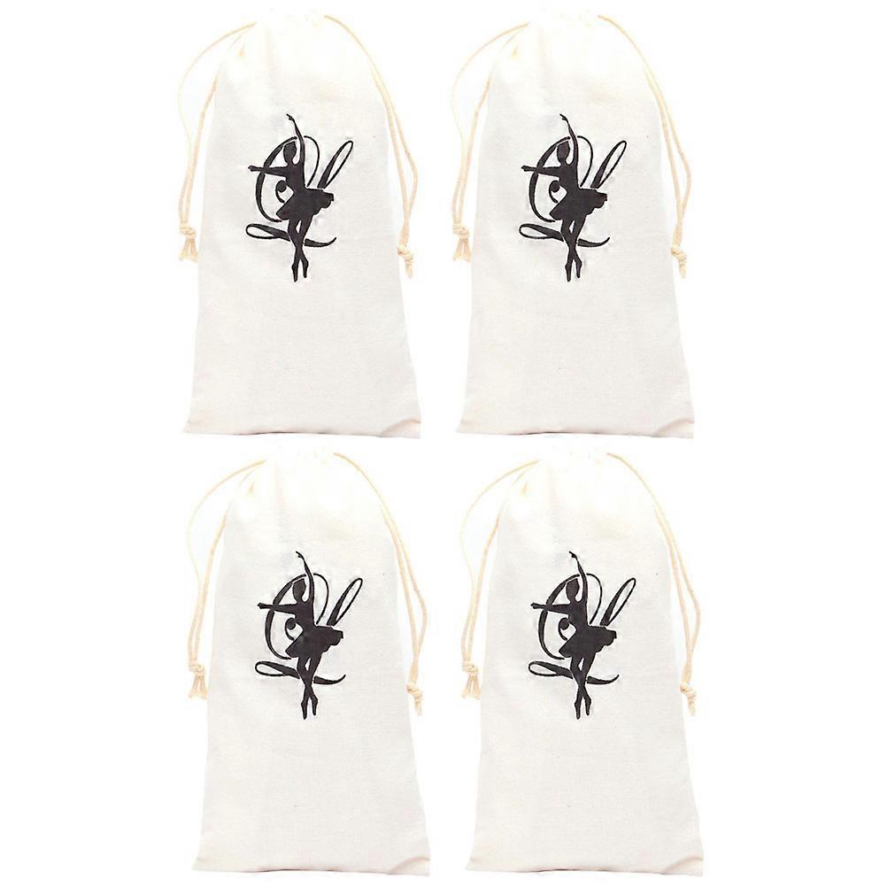 Ballet Shoe Storage Bag Rectangular Shape For Dance Practice White Canvas 4Set