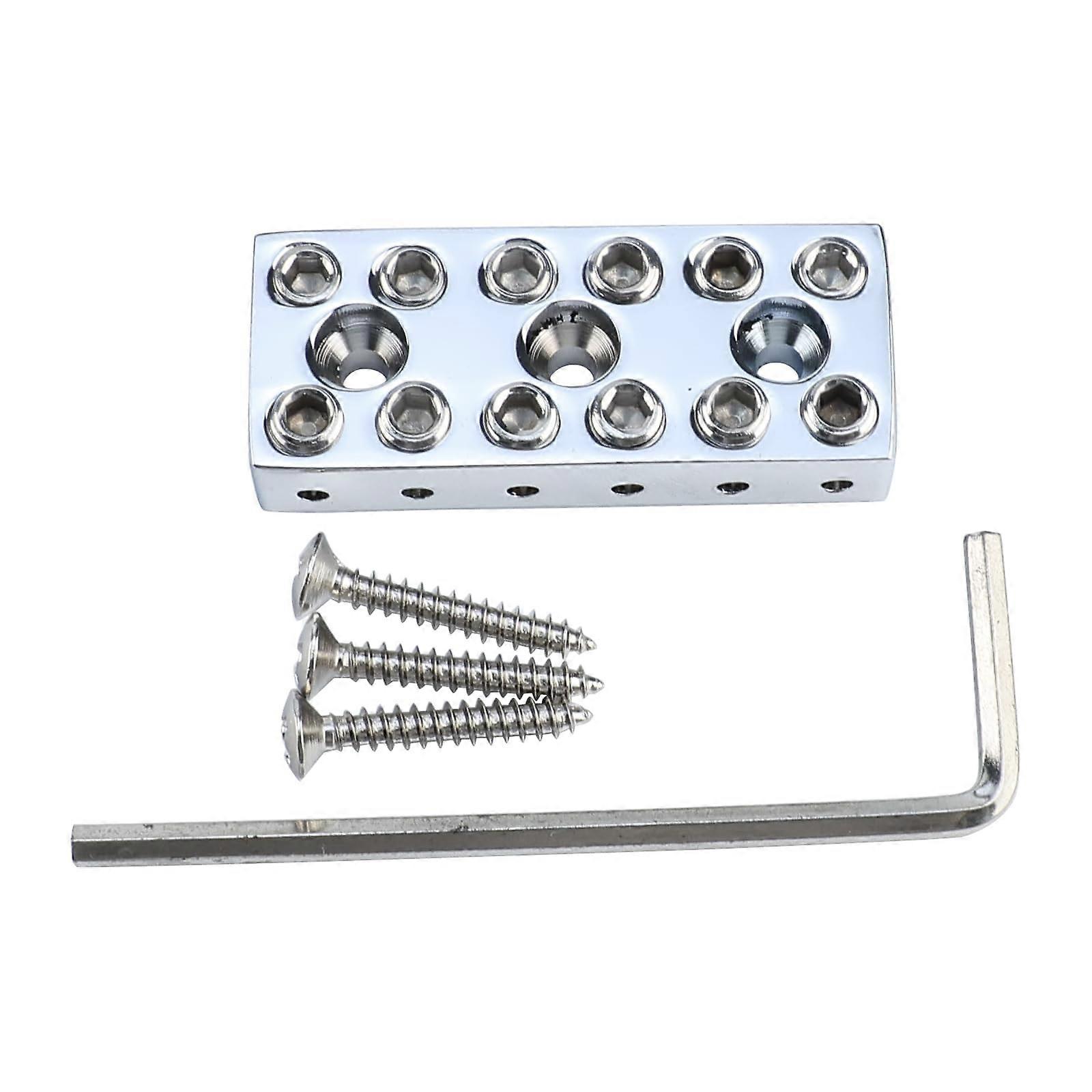 Headless Guitar Bridge and Brass String Locking Nut for 6 String Electric Guitar Chrome Finish