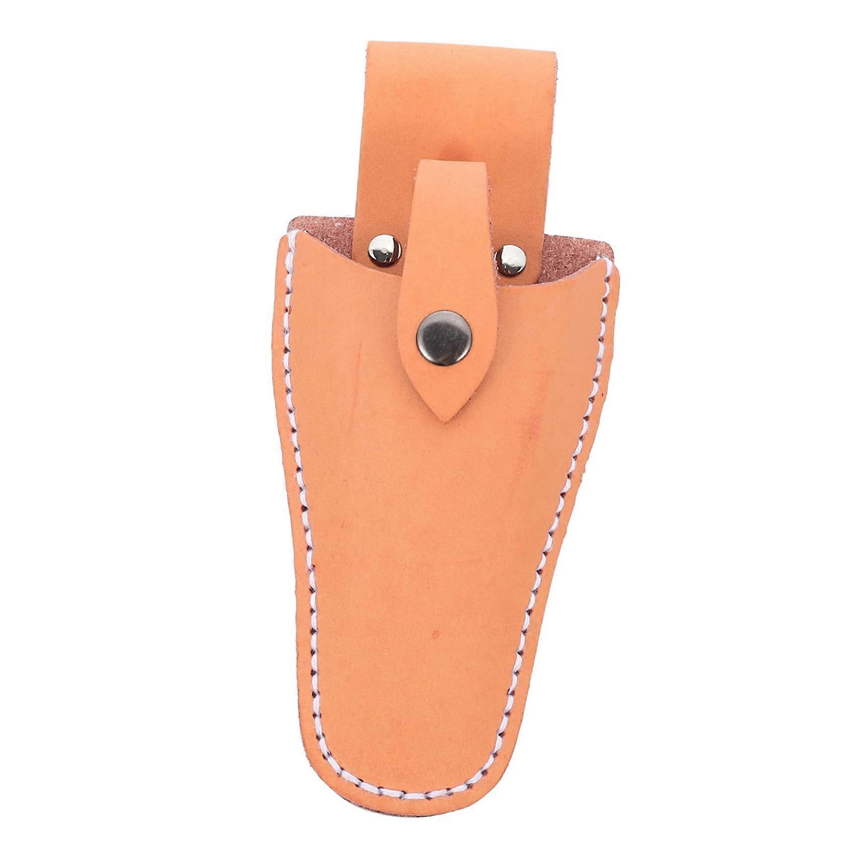 Leather Tool Pouch for Pruning Shears, Durable Cattlehide Belt Holster with Button Closure