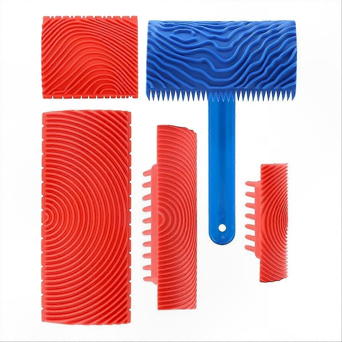 Wood Grain Texture Tool Kit, 5-Piece Handle Roller Set for Pattern Creation