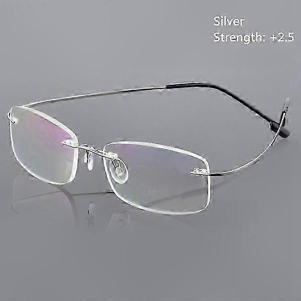 Silver Memory Titanium Reading Glasses Strength -250 Silver Tone