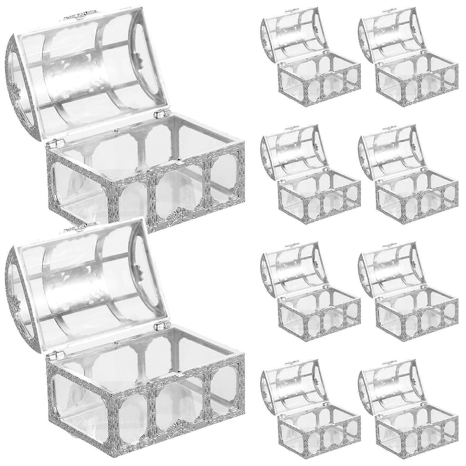 Wedding Candy Box Silver Treasure Chest Shape for Storage 10Pcs