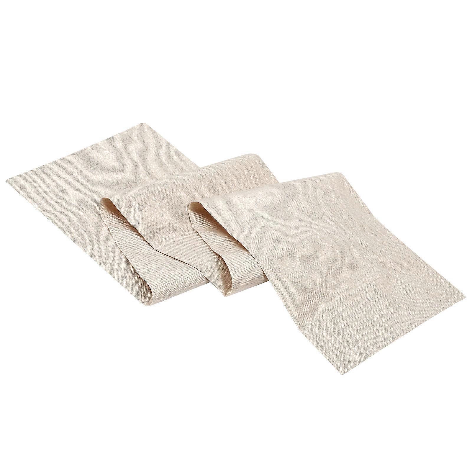 Beige Linen Table Runner for Dining Table with Double-Sided Design