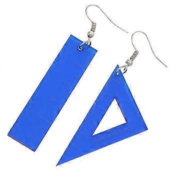 Ruler Dangle Earring Triangular Rule Earrings for Decoration 1Pair Blue