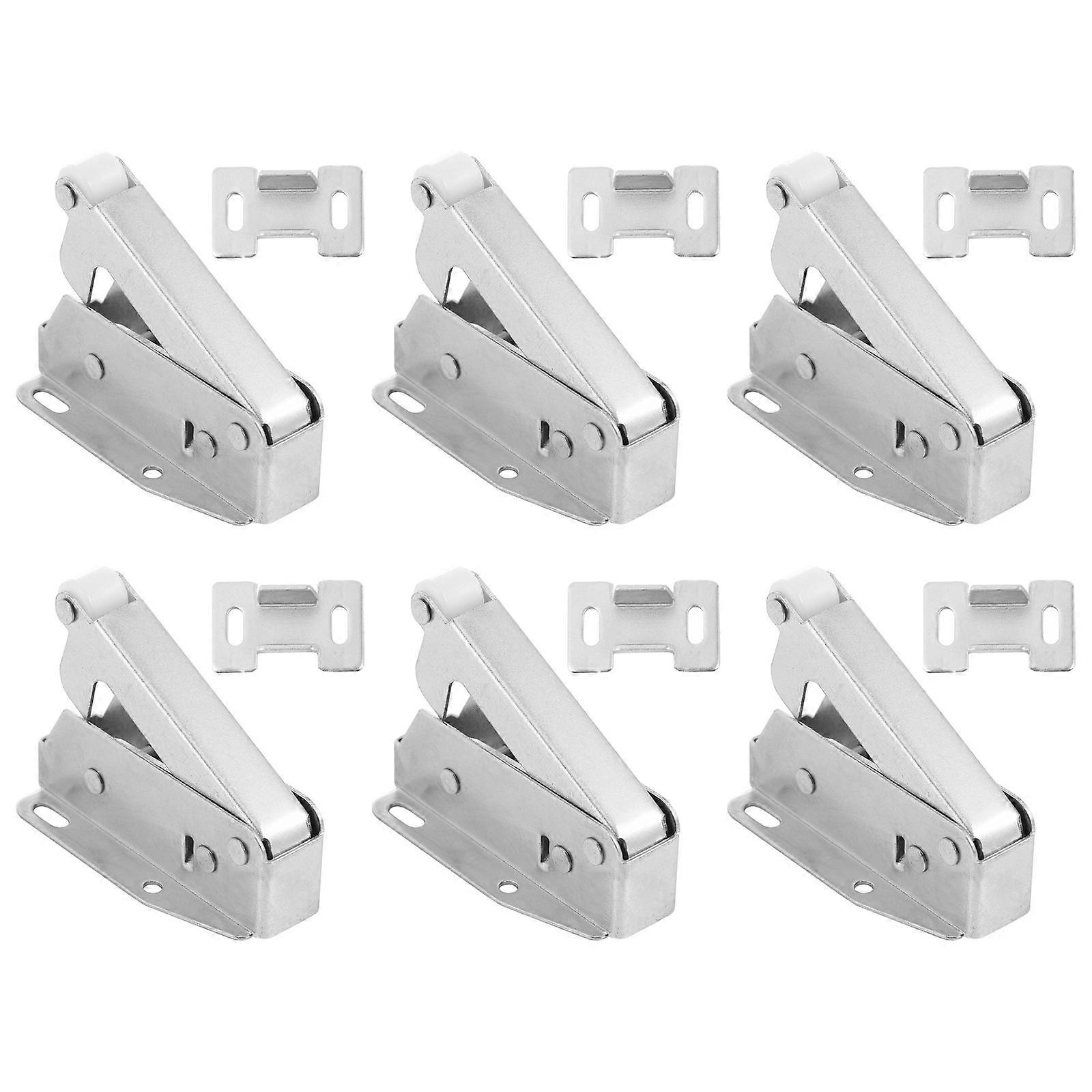Silver Push Catch Latch with Spring Bounce for Drawer Lock 6Pcs Pack