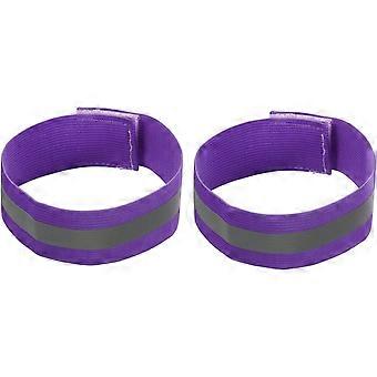 Paquete de 2 bandas reflectantes - Tira de cinta reflectante de seguridad, equipo reflectante de alta visibilidad para correr, apto para correr y caminar de noche (35,5 x 3,8 cm, morado)