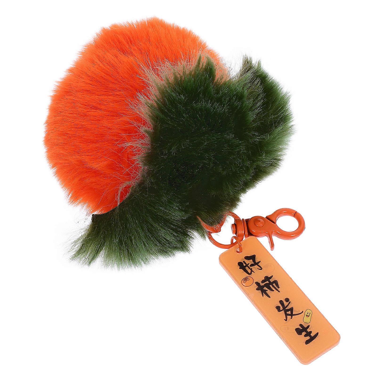 Plush Persimmon Keychain Backpack Charm Stuffed Fruit Keyring Backpack Accessory