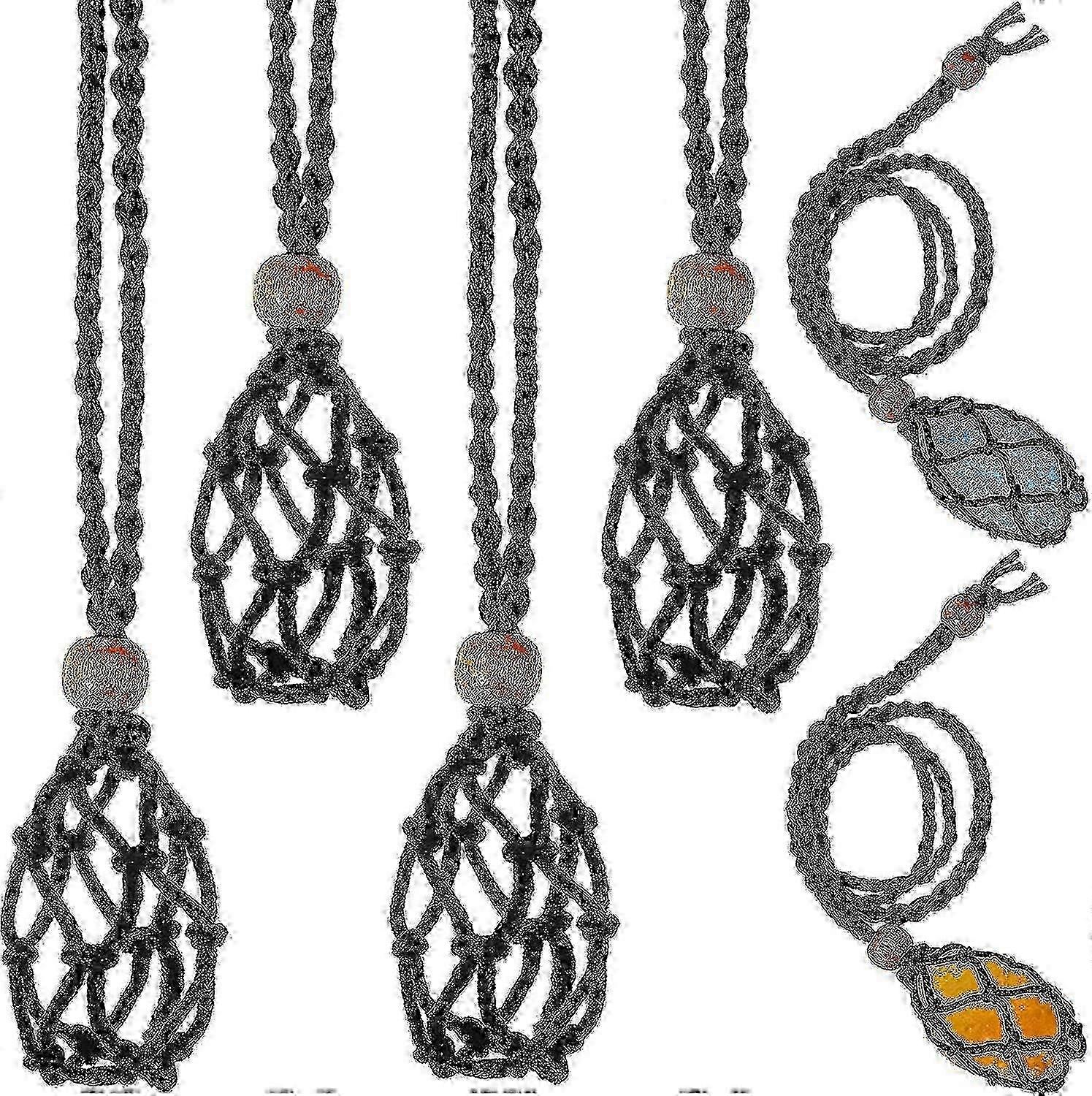 4pcs empty stone holder necklace cord replacement for quartz crystal DIY