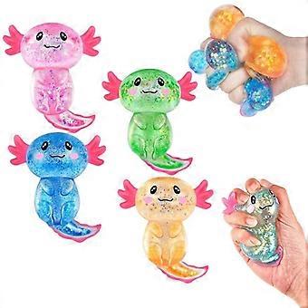 Zestaw 4 zabawek antystresowych Axolotl Squishy – miękkie zabawki z brokatem, urocze zabawki sensoryczne dekompresyjne dla dzieci i dorosłych