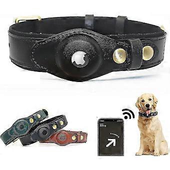 New Airtag Dog Collar, Adjustable Natural Cowhide Leather Dog Collar Stand Compatible With Airtag, Compatible With Small Medium And Large Dog Cat