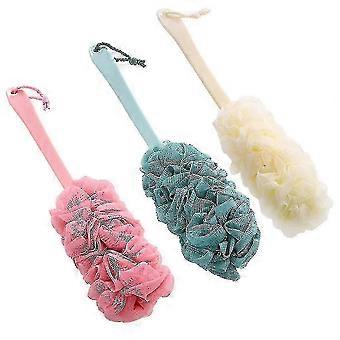 Z6 3 Pack Long Handled Shower Body Brush Soft Nylon Mesh Back Cleaner Back Scrubber Exfoliating Luffa