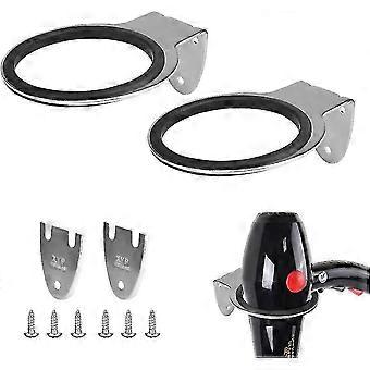 2 Pack Stainless Steel Wall Mount Hair Dryer Holder Anti-rust Hair Dryer Holder Wall Mount Hair Dryer Base With 2 Stainless Steel Washers And 6 Screws