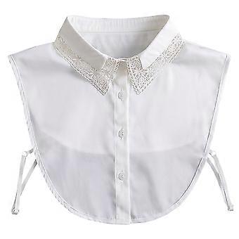 Fake Collar Detachable Collars Half False Shirt Blouse Collar, Womens White Lace Embroidered Pointed Collar Button Down Detachable Half Shirt Collar, 