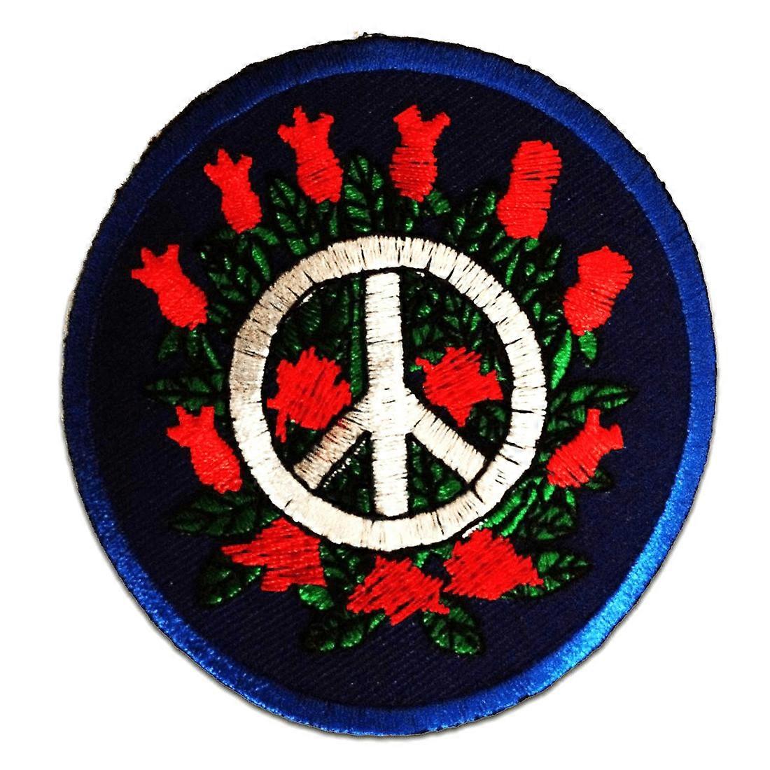 Patch / iron-on patch - Peace Victory - blue - Ø7,5 - Appliqués patch patches