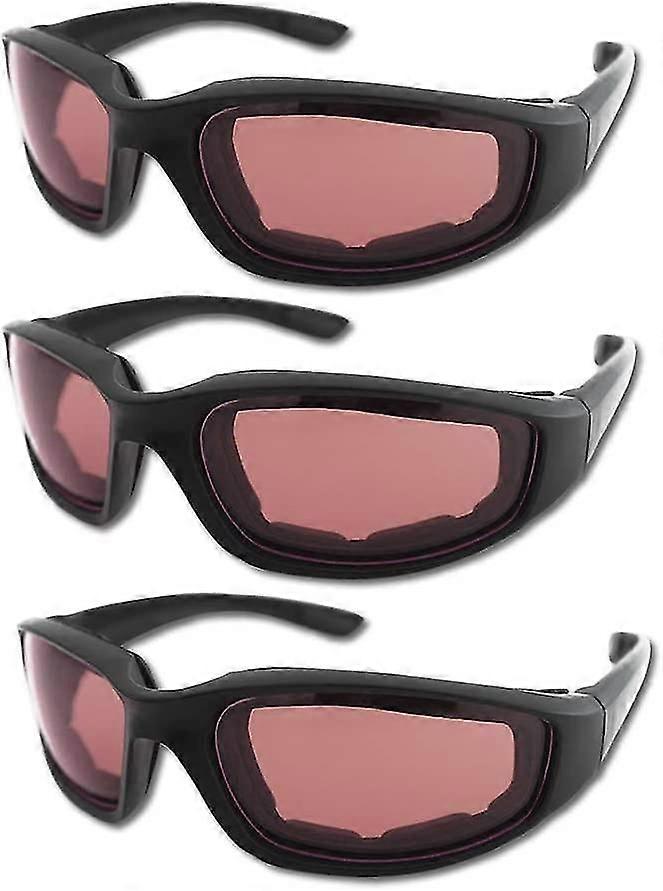 3pcs Motorcycle Riding Glasses Padding Goggles Uv Protection Dustproof Windproof