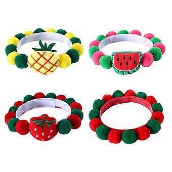 Colorful Cute Adjustable Self Adhesive Cat Collar Birthday Christmas Pompoms Pineapple XS