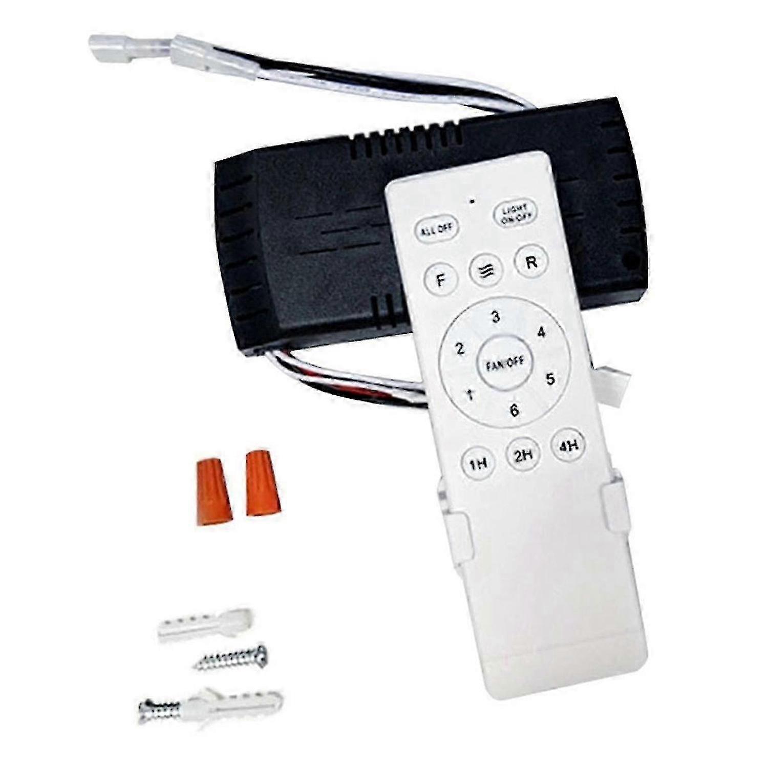 Universal DC Ceiling Fan Remote Control Kit Replacement, 6-Speed & Timer, Light Control