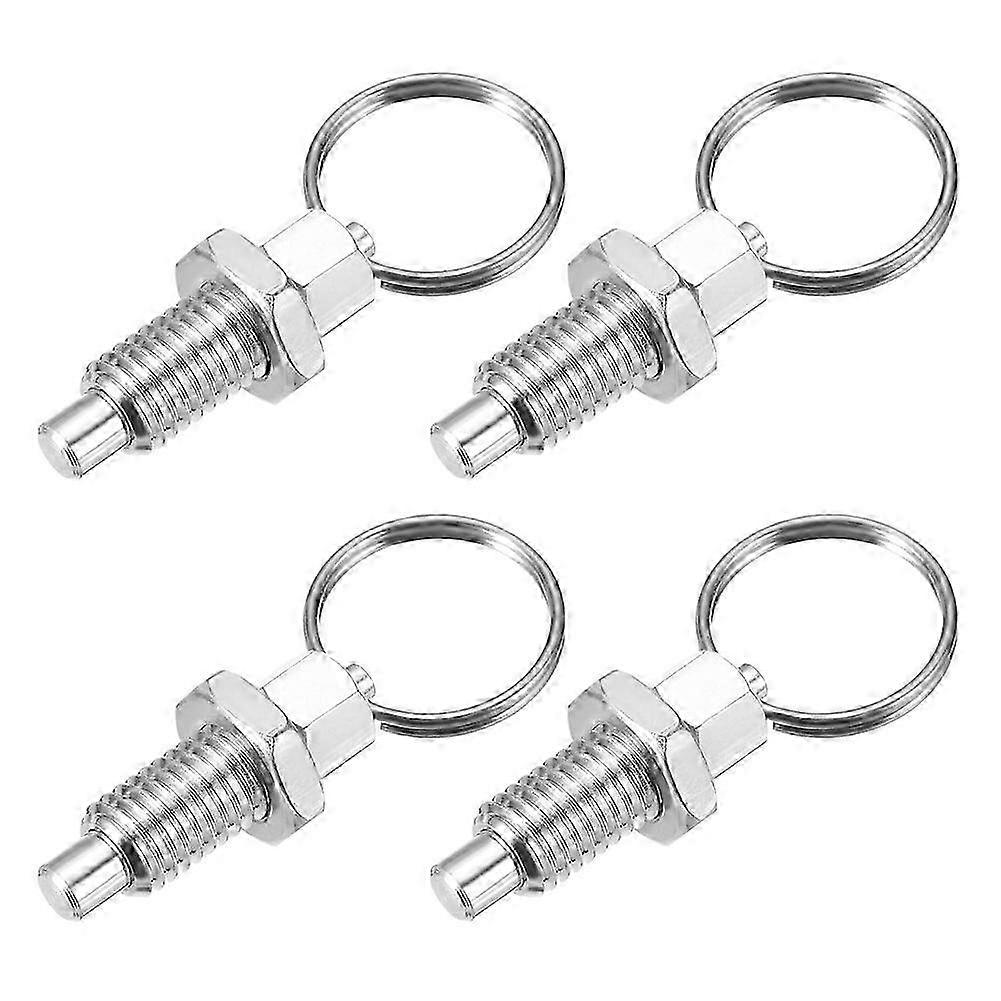 4 Pcs Spring Plunger with Pull Ring,M10x1.5 Pull Ring Indexing Plunger Retractable Spring Manual Plu
