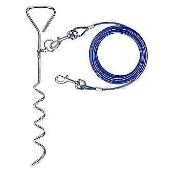 Dog Tie Out Cable and Stake, 30ft Heavy Duty Anti-Rust Spiral Stake compatible with Medium-Large Dogs Up to 125 Lbs