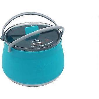 Pequeña olla de agua hirviendo plegable, hervidor de silicona plegable, para conducción autónoma, viaje, camping al aire libre (Azul, 1L)