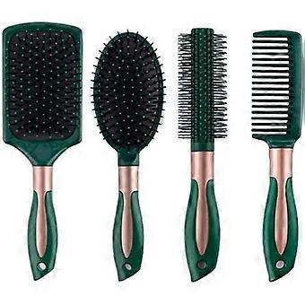 4pcs Hair Brush Set Anti-Static Massage Oval Comb Round Hair Brush Air Cushion Ventilation Hair Brush [XR]