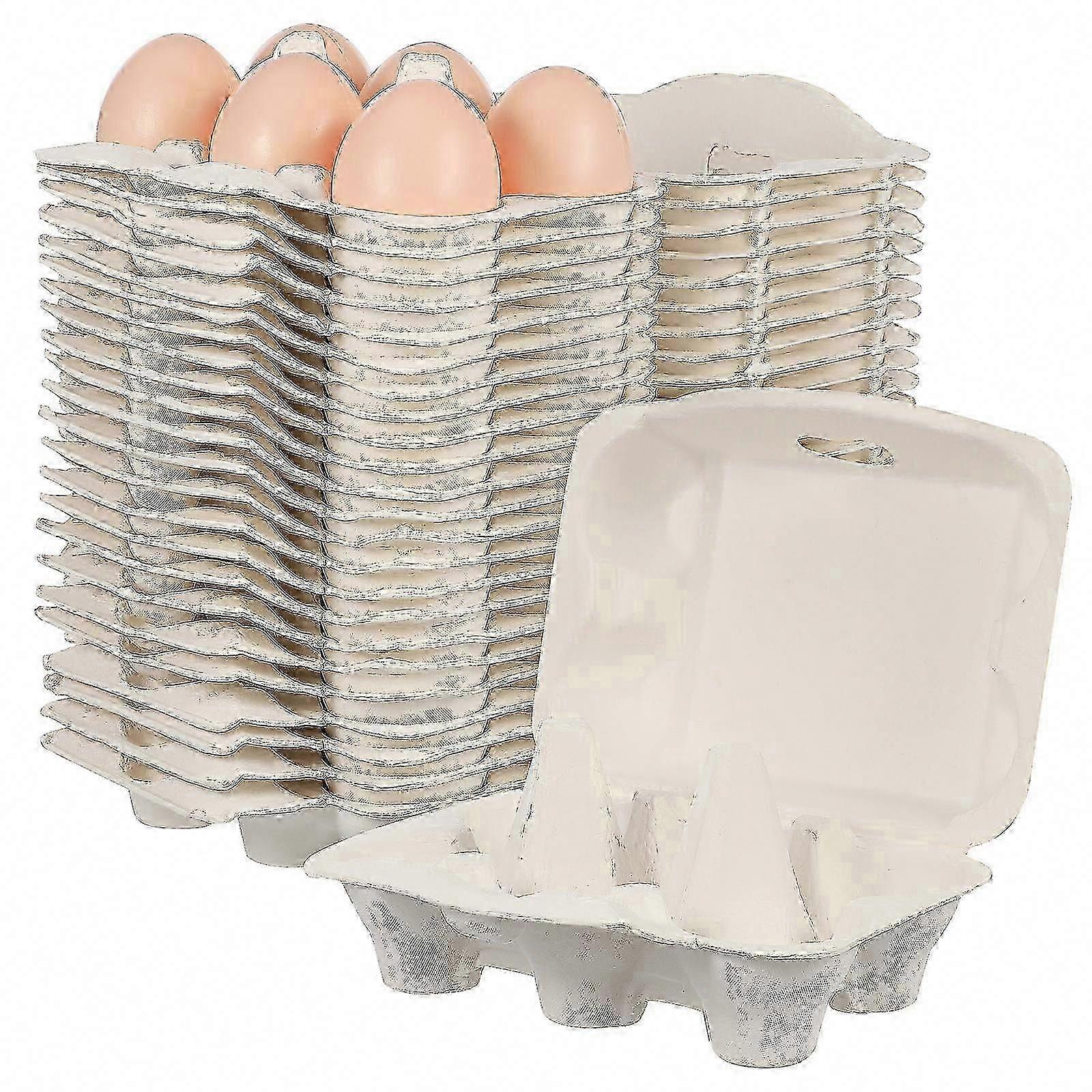 Bulk Egg Cartons 25Pcs Beige Foldable Lid 6 Count Stackable Refrigerator Storage 26-27