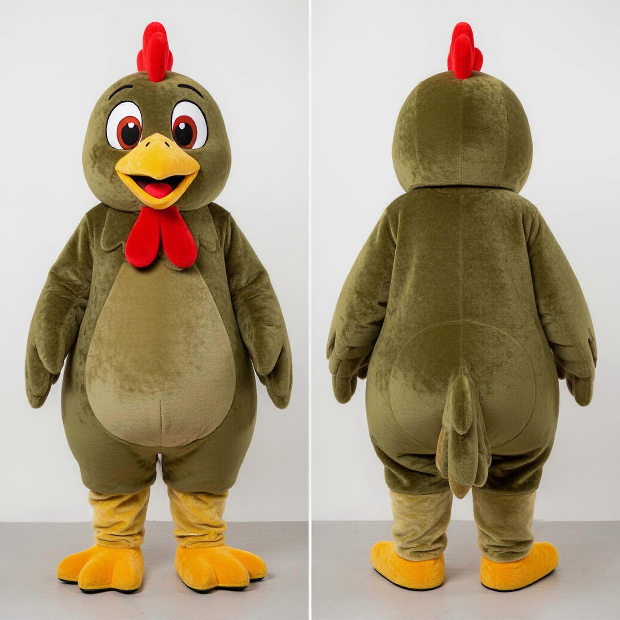 MASTICOT Olive Green Friendly Chicken Mascot
