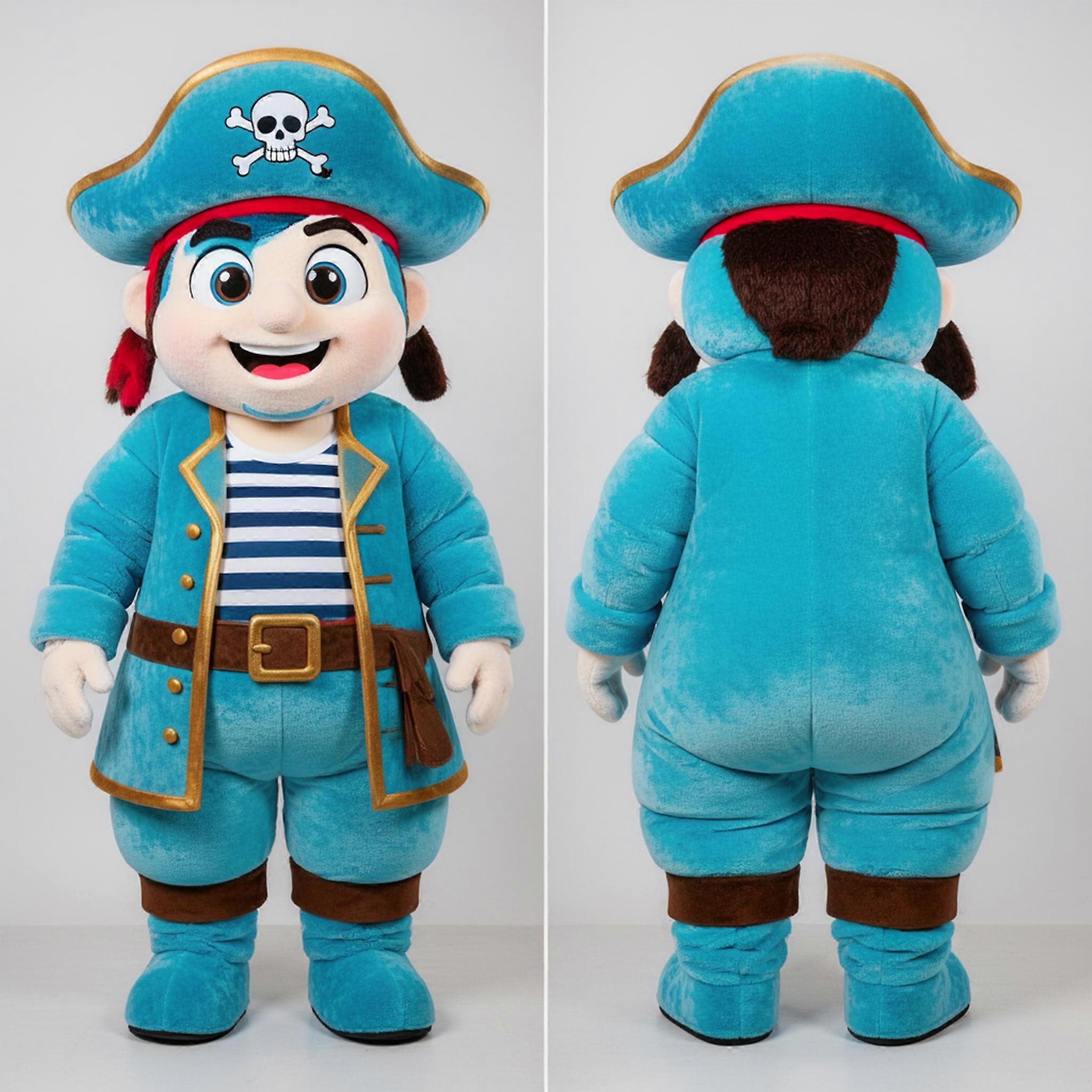 MASTICOT Cyan Smiling Pirate Mascot