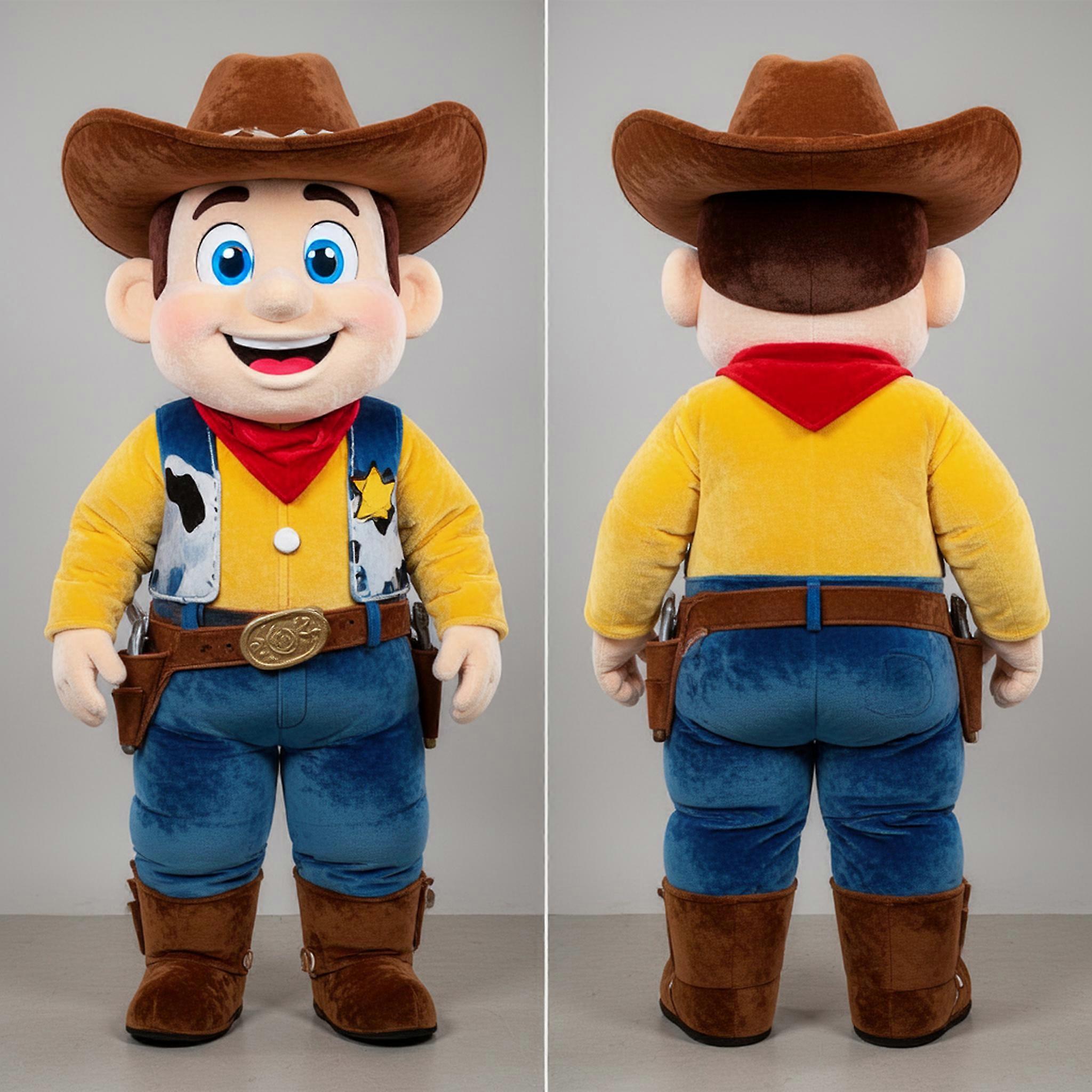 MASTICOT Tan Velvety Cowboy Mascot