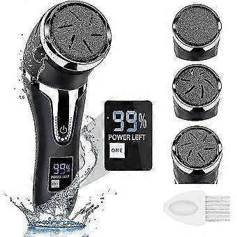 Rechargeable Electric Foot Callus Remover with LED Display, 3 Grinding Heads, 2 Speeds, IPX7 Waterproof - Pedicure Tool for Home Use