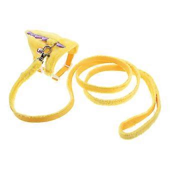 Yellow Small Pet Vest Leash with Dinosaur Design 2Sets for Outdoor Walking