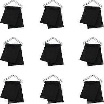 Set of 9 Black Trampoline Triangular Loops, Galvanized Steel Replacement Rings, Corrosion Resistant, Crack Resistant, Connect Disconnect Straps, Compa