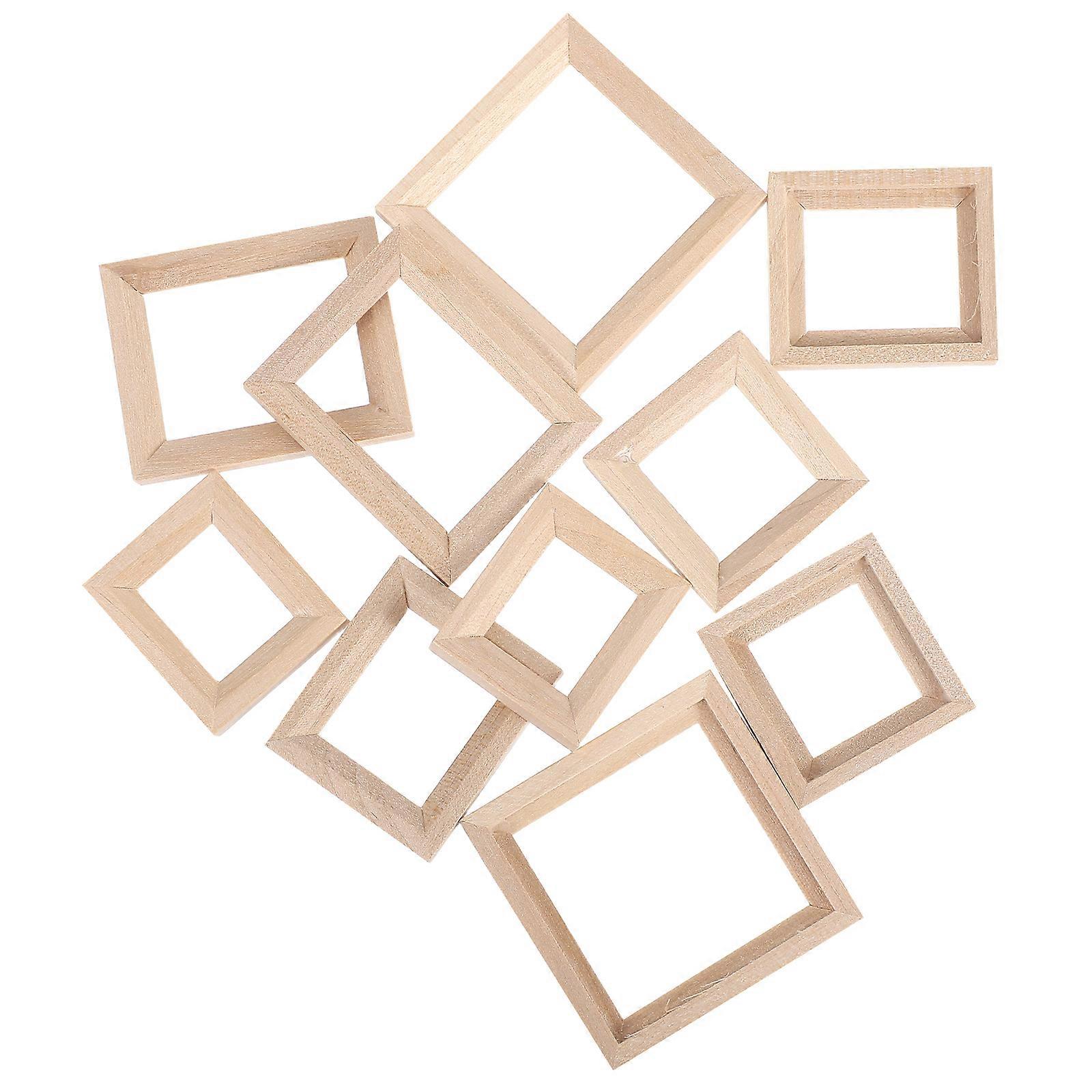 Mini Picture Frames for Decoration 10Pcs Wooden Doll House Frames Set