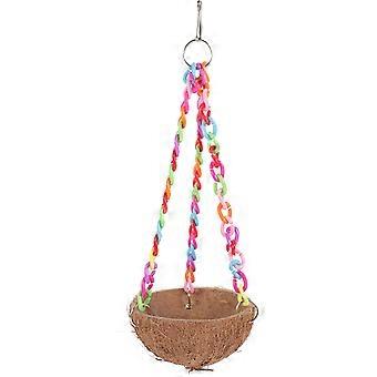 Natural Coconuts Shell Parrot Hammock for Bird Use Hanging Bed Swing Toy