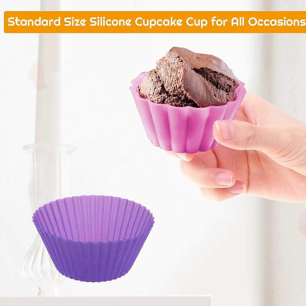 Rainbow Coloured Reusable Silicone Cupcake Liners For Baking And Portion Control