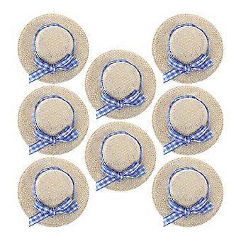 Miniature Doll Hats Straw Hats for Home Decoration 8Pcs with Bowknot