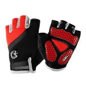 Workout Half Gloves Red Non-Slip for Outdoor Sports 3Pairs Cycling Breathable Gloves