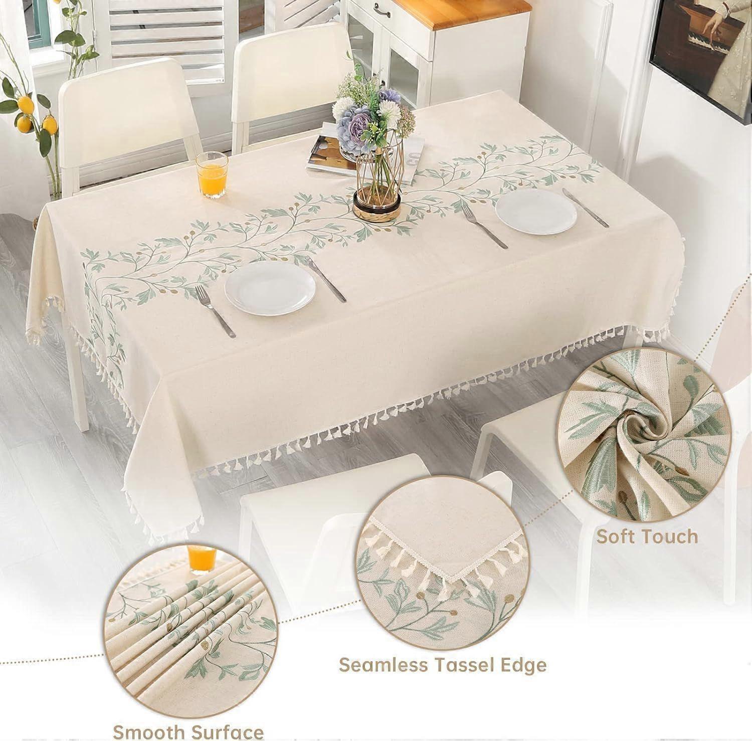 Tablecloth Rectangular Cotton Linen Table Cloth Dust-Proof Washable