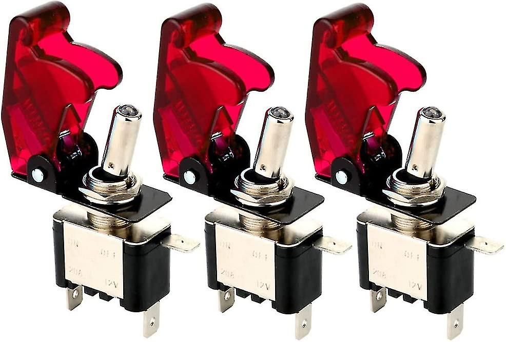 3pcs Rocker Switch Red Led Light Switch 20a 12v-24vdc On/off Rocker Switch