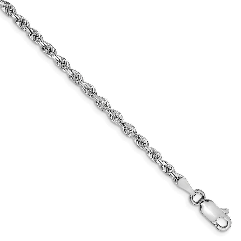 14Kホワイトゴールド2.75mmスパークルカットクワッドロープチェーンブレスレットリンクブレスレット女性と男性用-長さ:7〜9