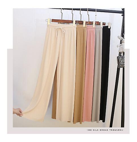Leg Palazzo Pants Ice Silk Casual Lounge Soft Stretch Trousers Women's Wide