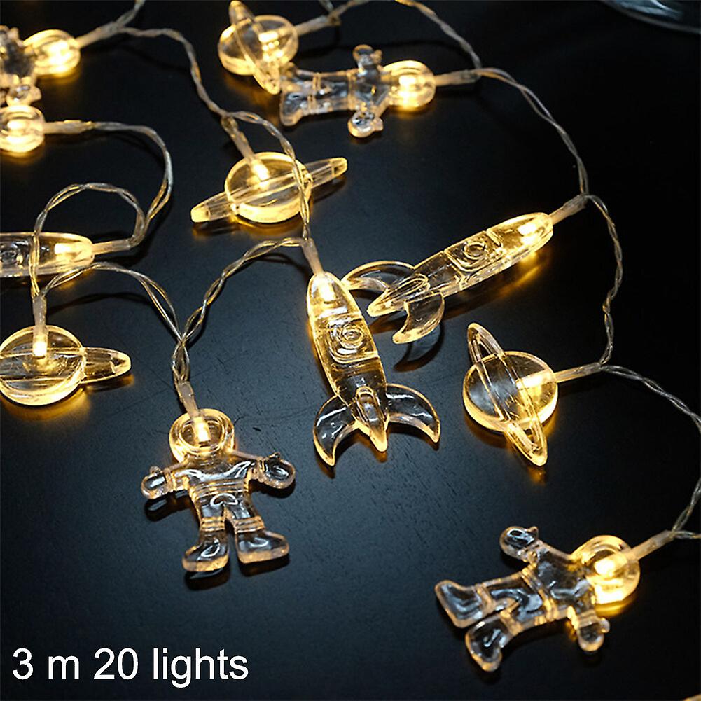 Outer Space Led String Lights Baby Shower Birthday Party Decor Astronauts Spaceship Rocket Mars