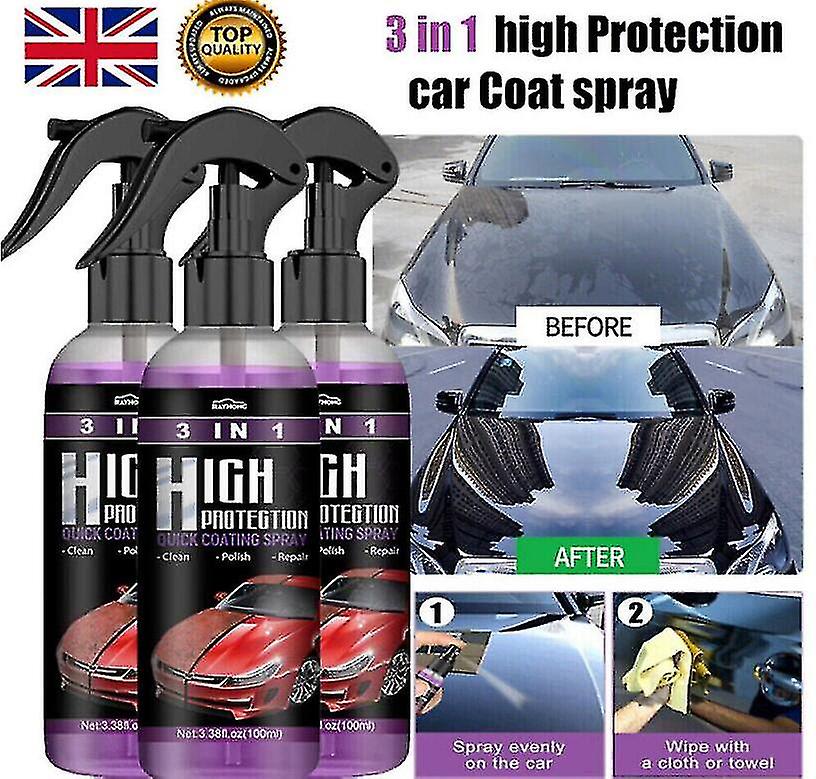 3pack högt skydd snabb bilrock keramik 3 i 1 beläggning spray hydrofob