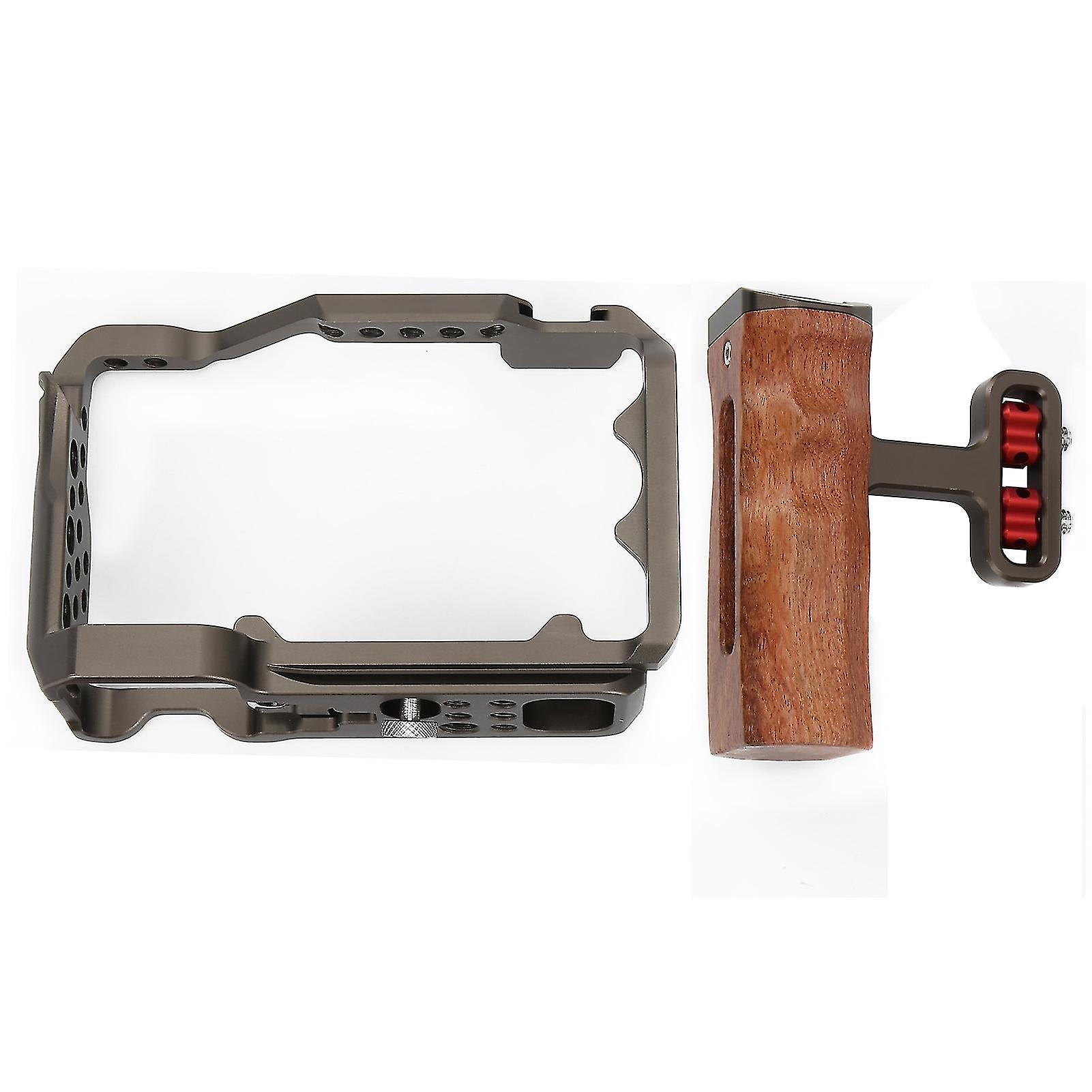 Metal Camera Cage Multifunctional Wooden Side Handle Grip Set Replacement For Sony A7c