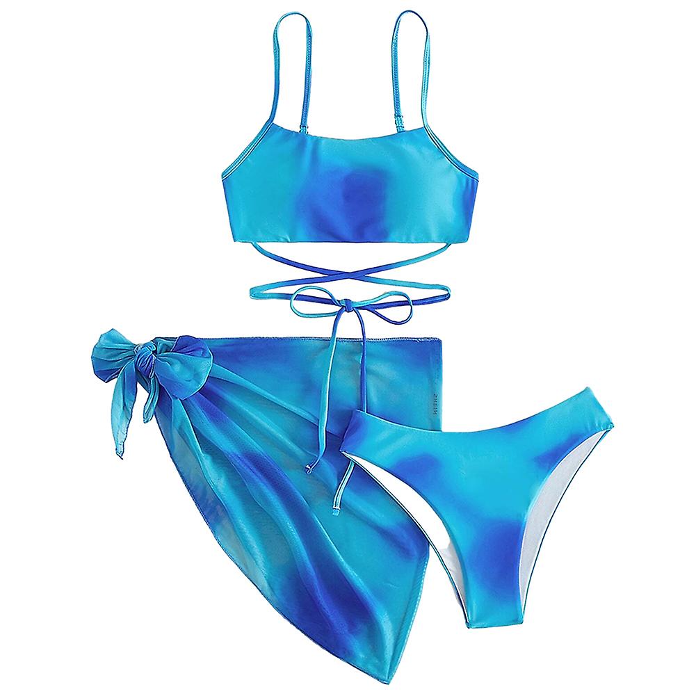 Personalized 3-piece Tie-Dye Bikini Set Soft Skin-friendly Swimming Suit for Outdoor Beach