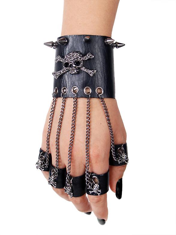 Visual Skeleton With Multiple Chain Finger Bracelet