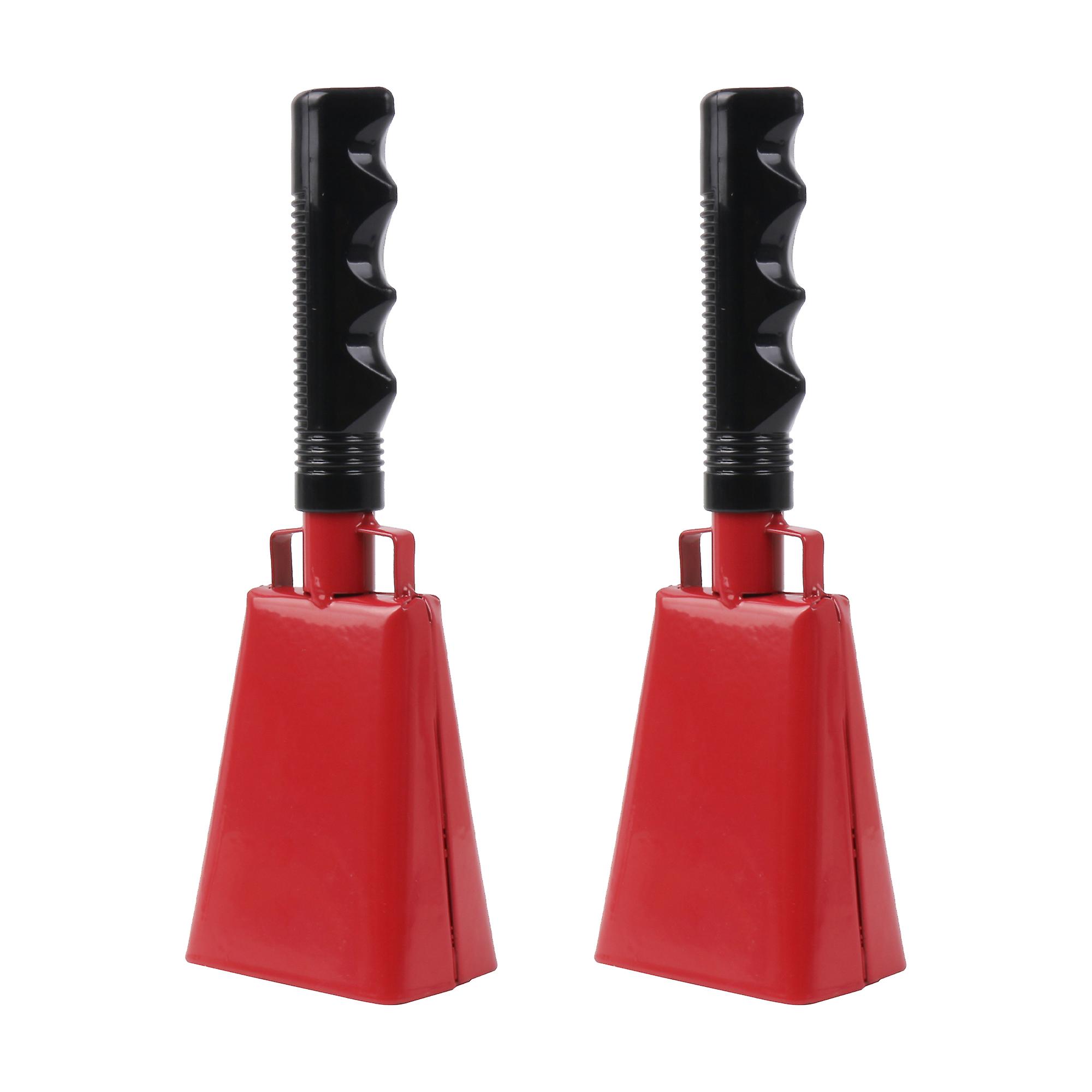 2Pcs Hand Held Cowbell Noise Maker 8.86Inch for Hockey Game Cheering Red