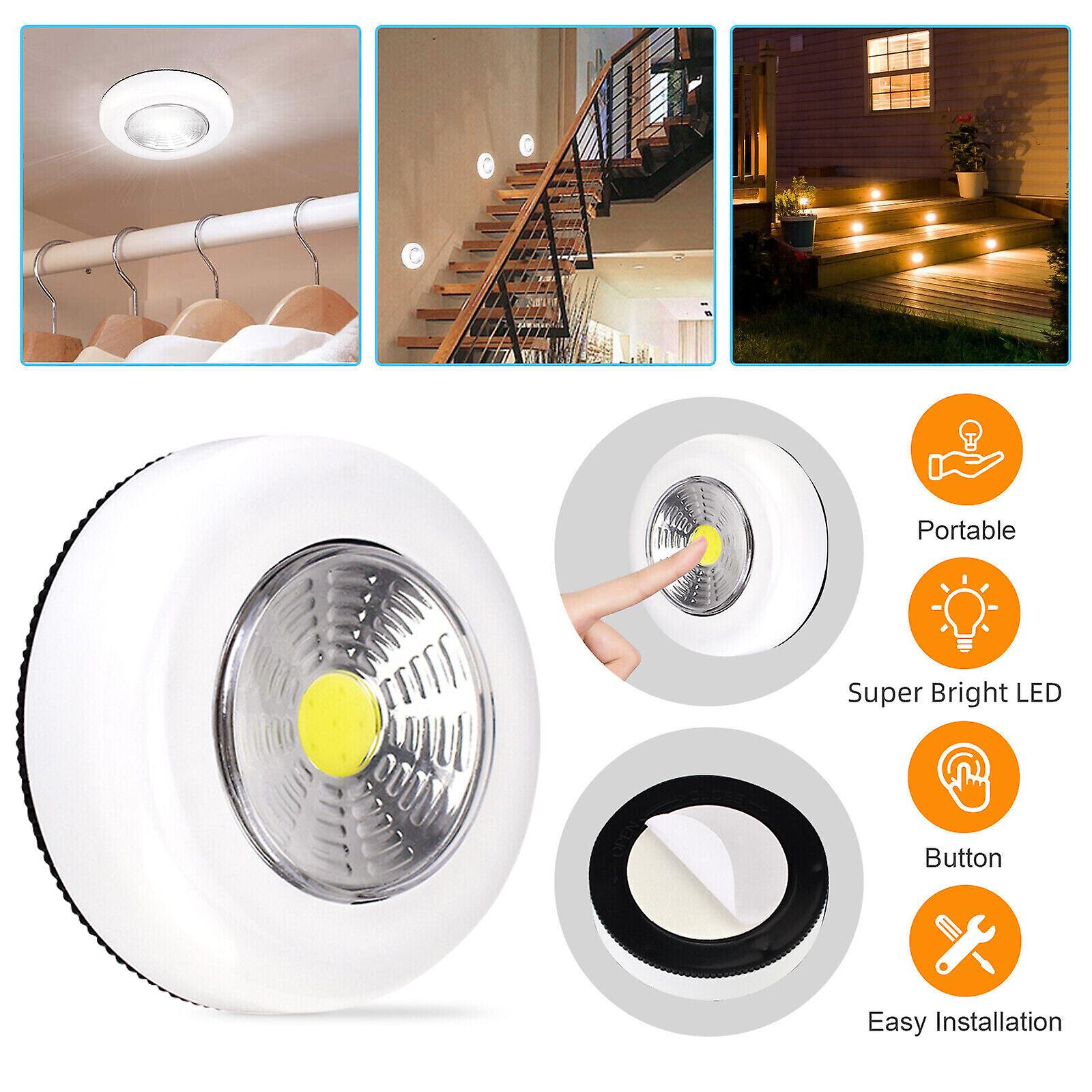 2/4x LED Closet Night Light Push On/Off Stick Wireless Cordless Battery Operated
